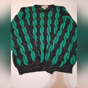 Vintage L’uomo Italian Grandpa Wool Sweater Geometric Size Large
